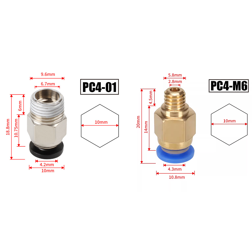 Ptfe Tape Thread - 10 шт./лот Пневматические соединители PC4-M10 для
